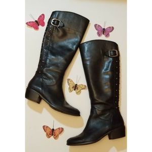 Arturo Chiang Boots Black Leather Zipper US 8.5M